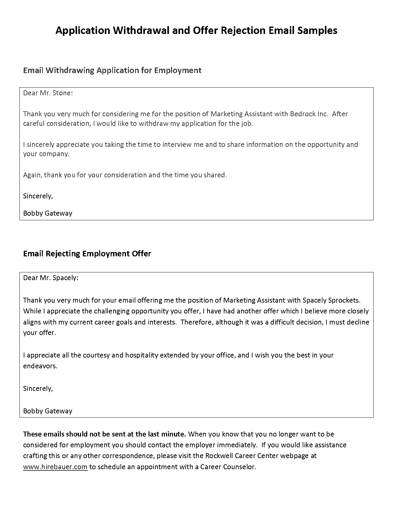 counter offer letter sample employment