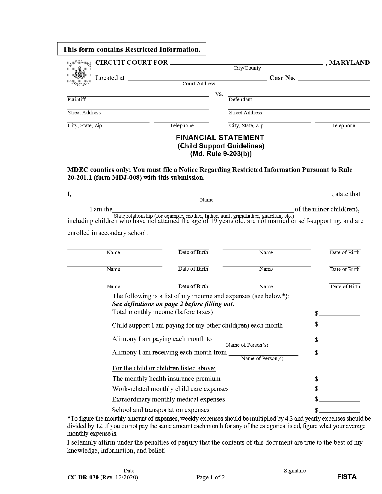 sample personal financial statement average