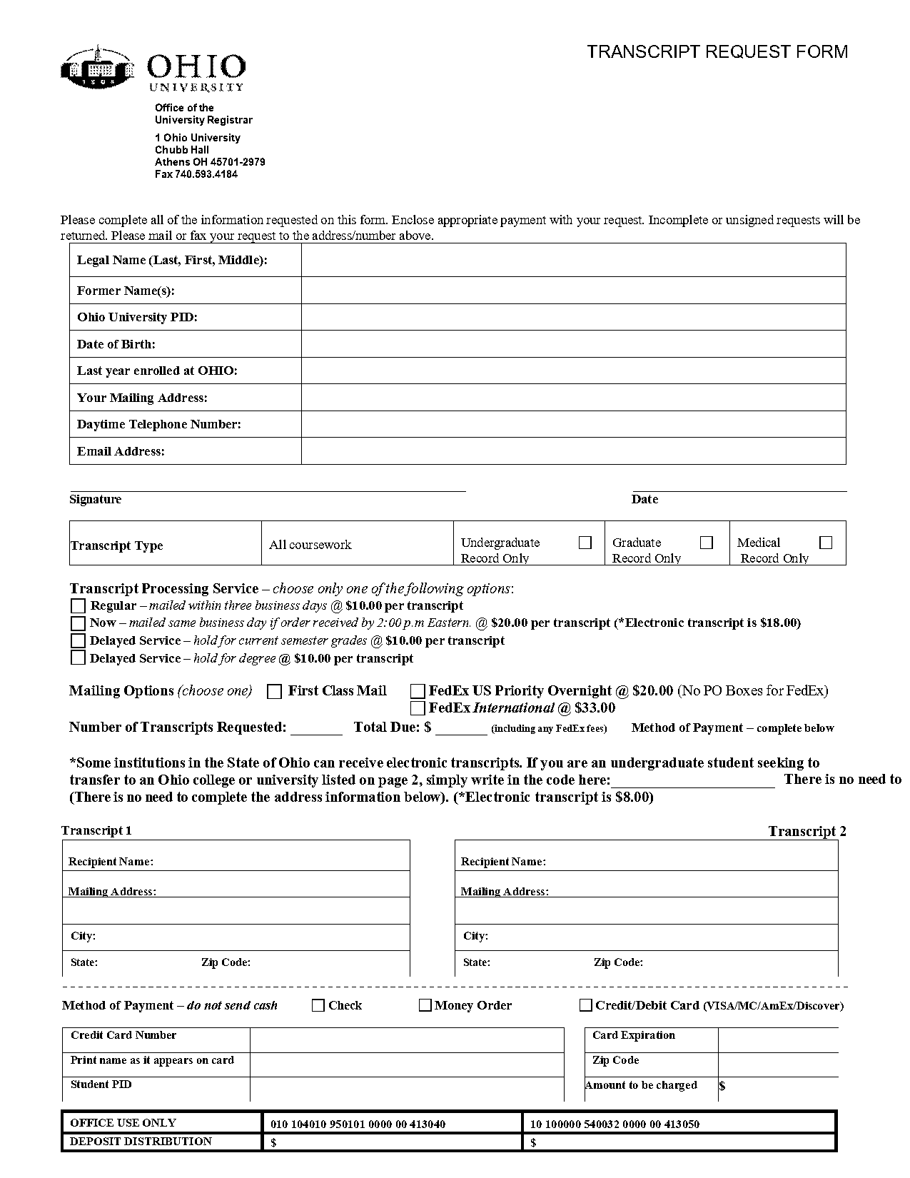 zane state check transcript order