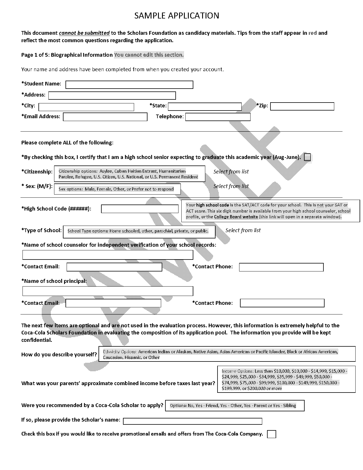 sample scholarship application template