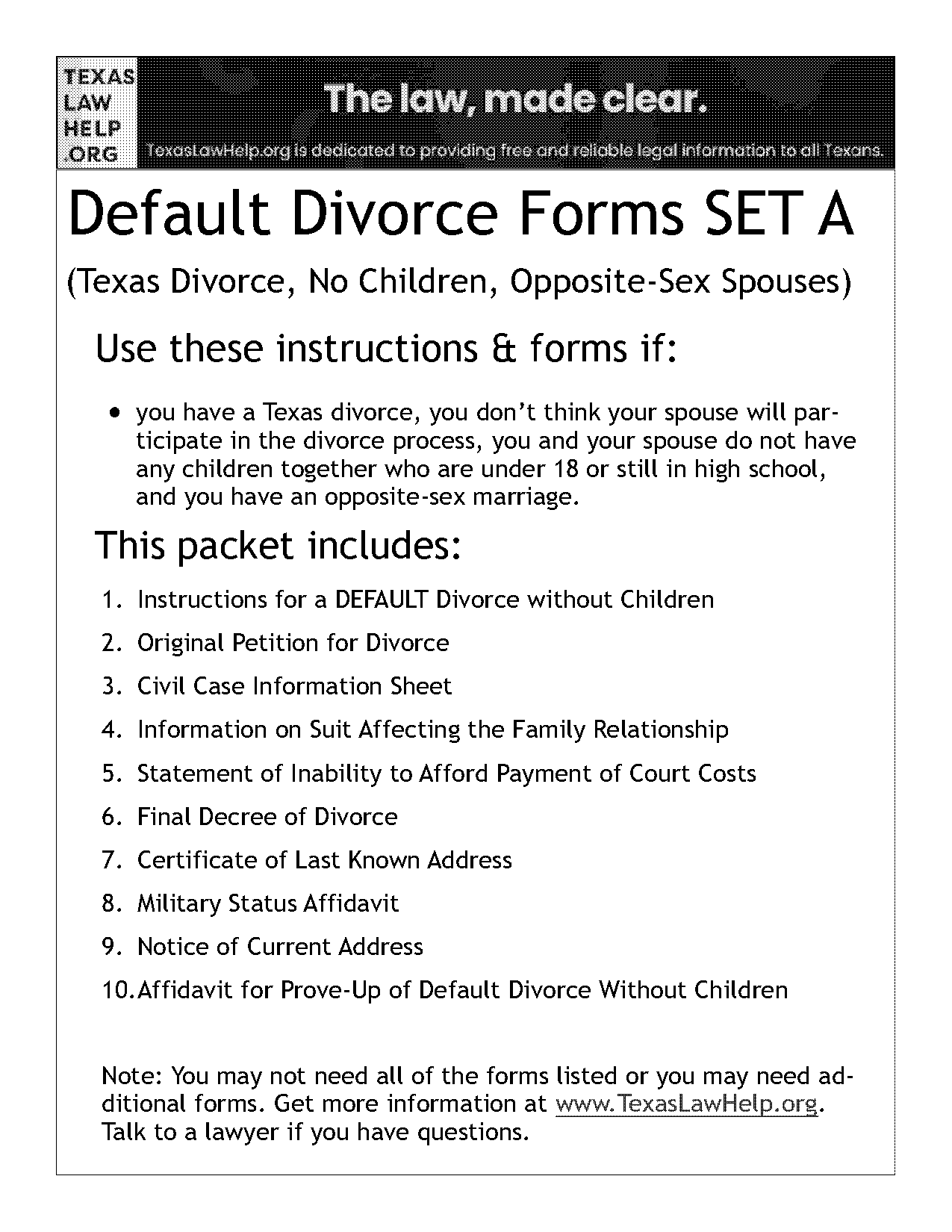 final divorce decree texas no kids