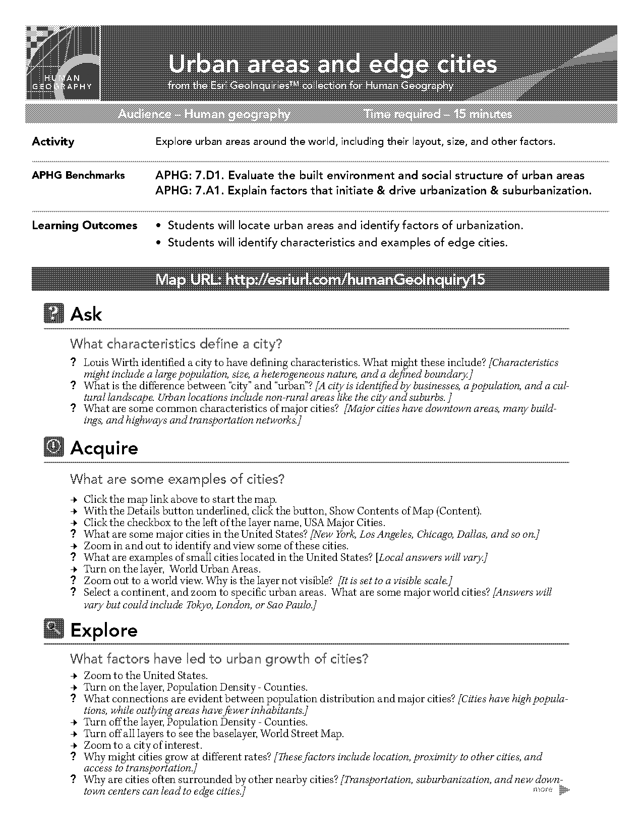 population distribution worksheet answers