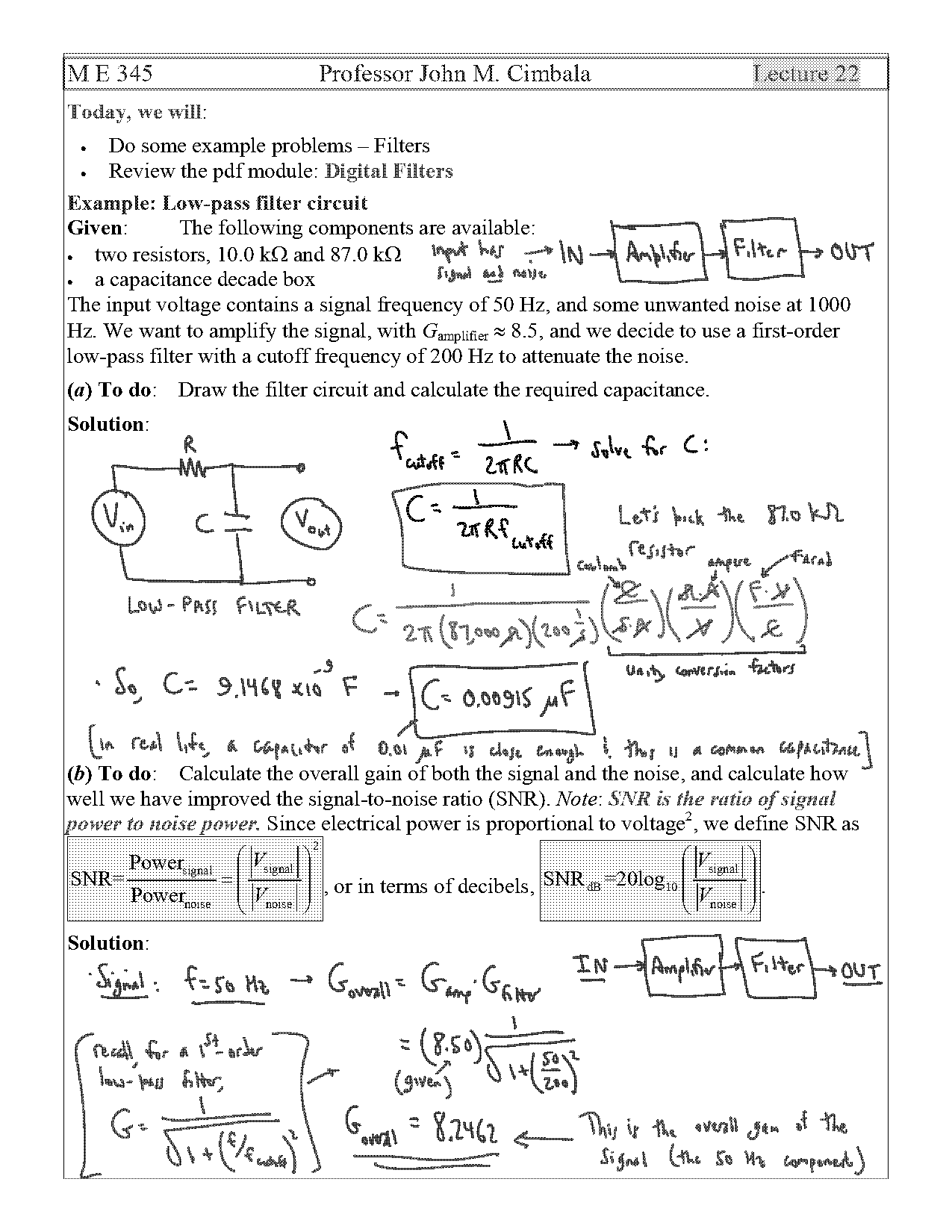 dc gain of first order low pass filter