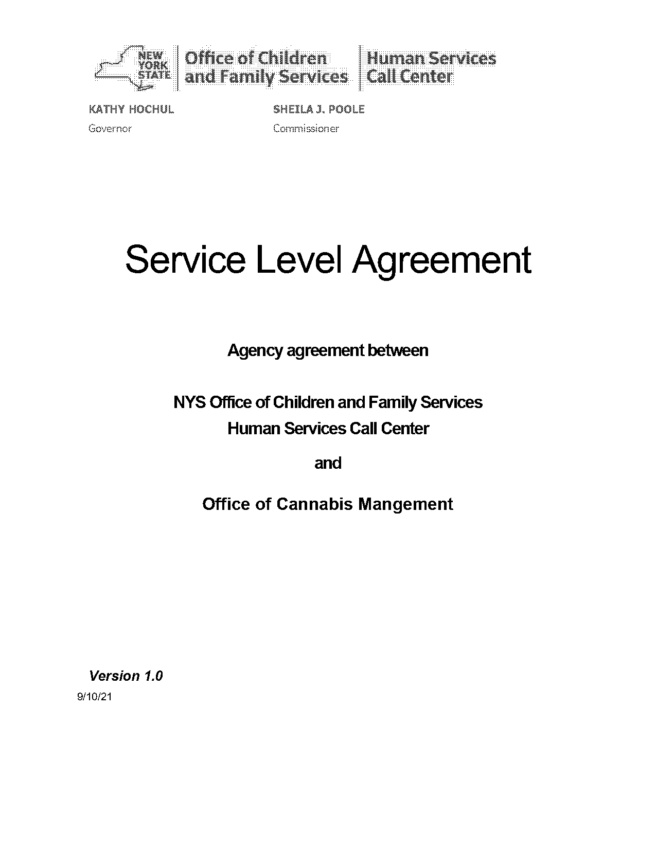 contact center service level agreement template