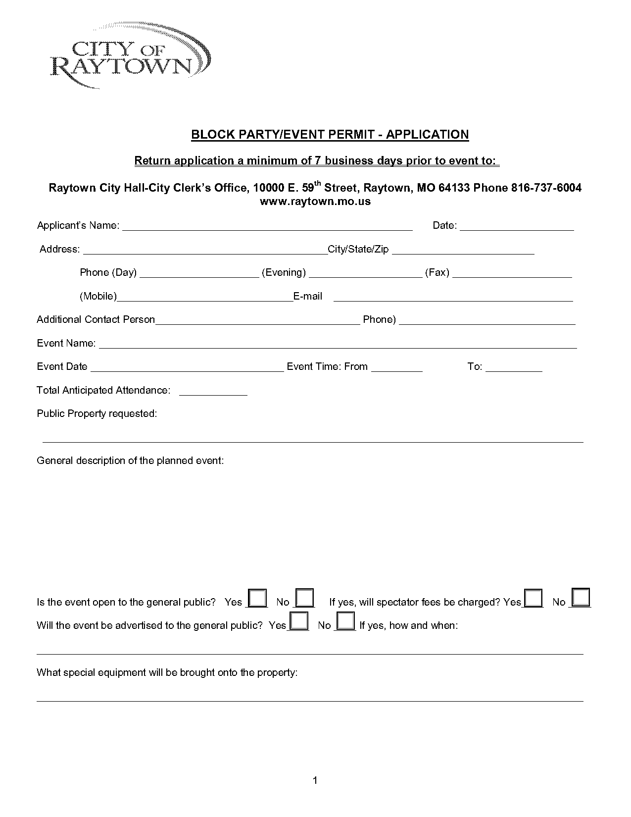 city of raytown fireworks application