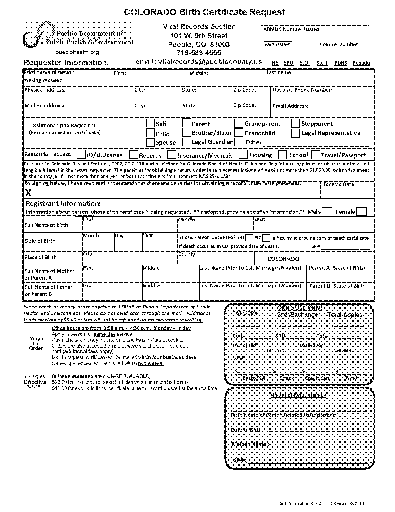 birth certificate needed for new id in colorado