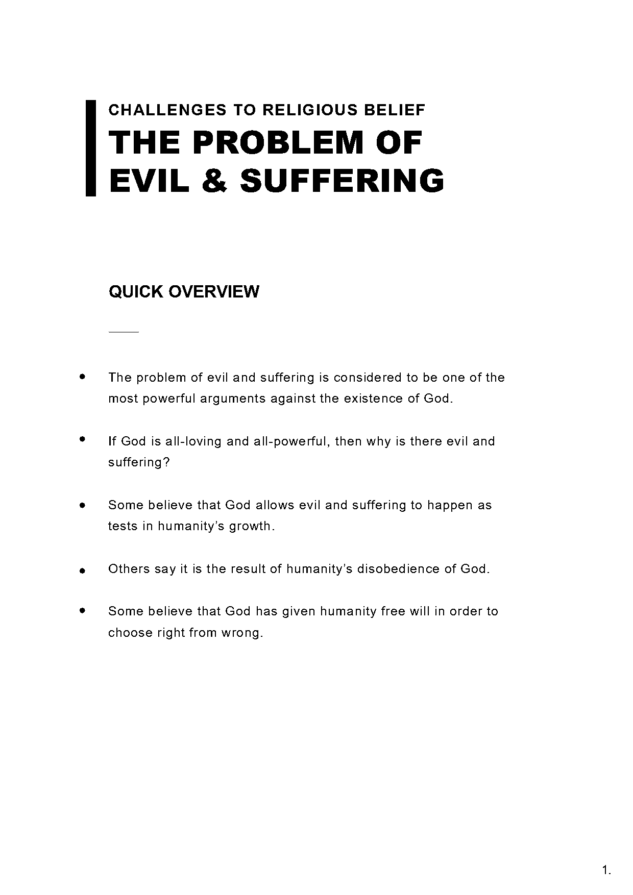 philosophy the problem of evil argument responses worksheet