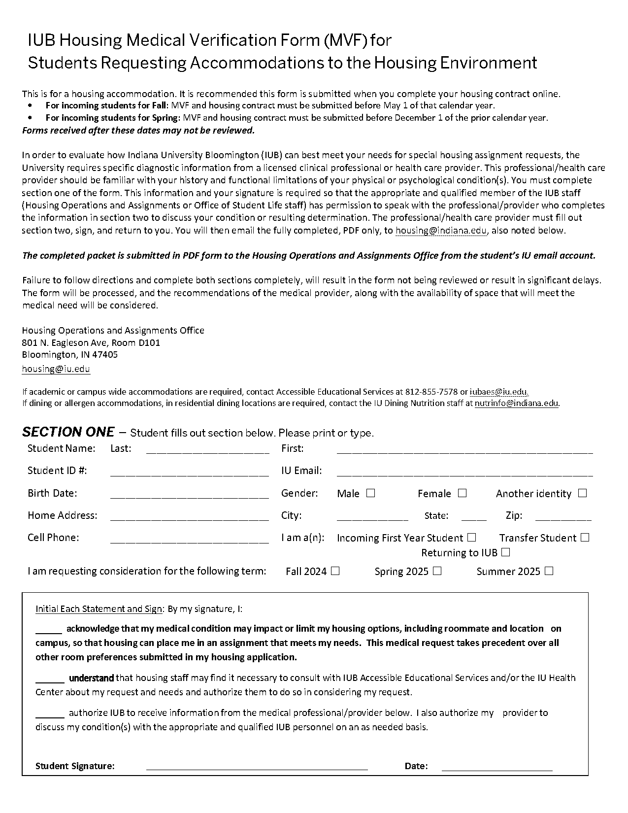 indiana u housing application