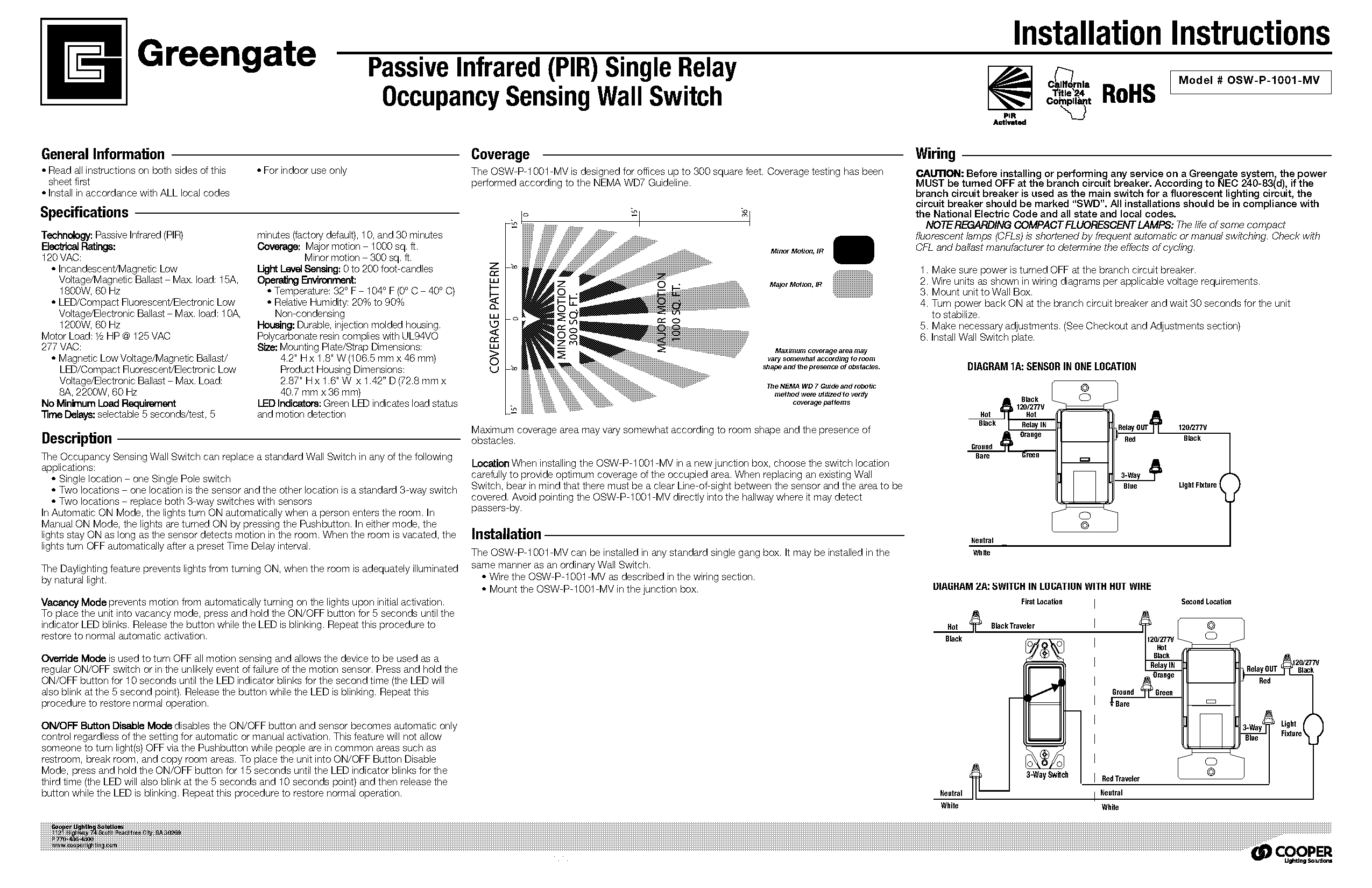 cooper wiring devices motion switch installation instructions