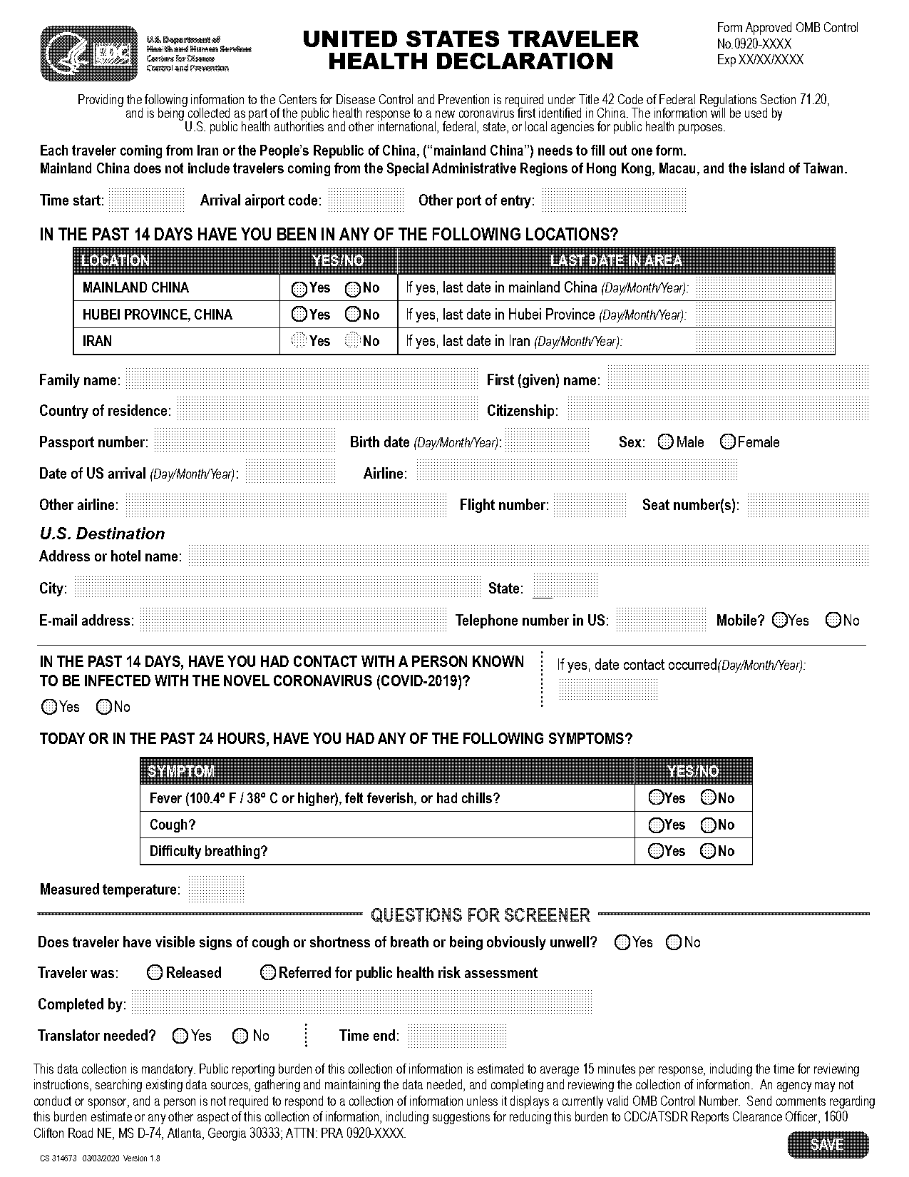 south africa entry health declaration