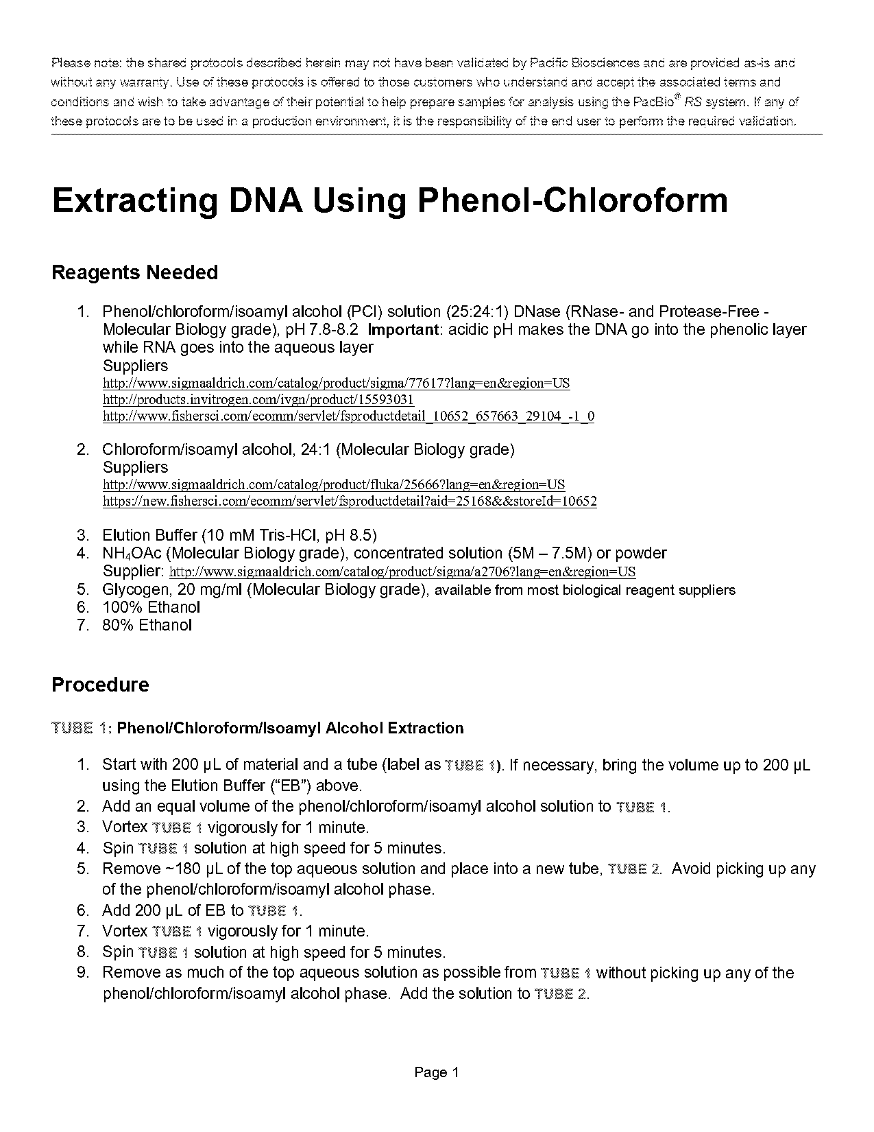 phenol chloroform method of dna extraction protocol