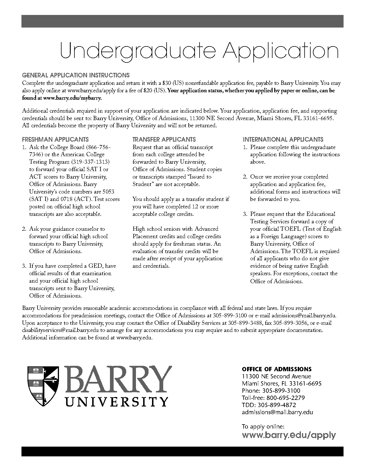 barry university college transcripts