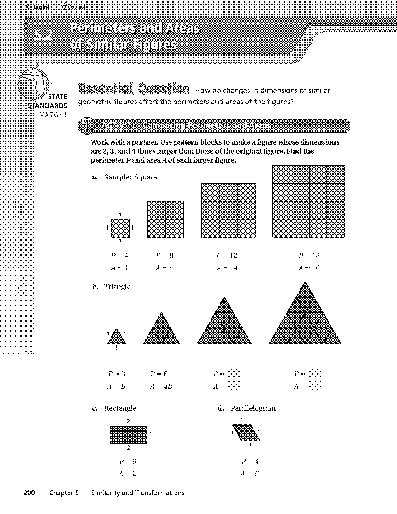 perimeter and area of similar figures worksheet