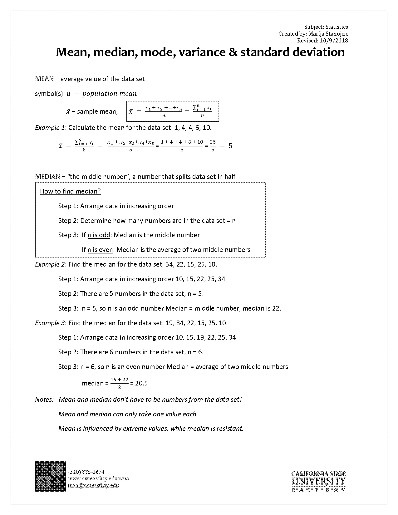 data values that represent a sample