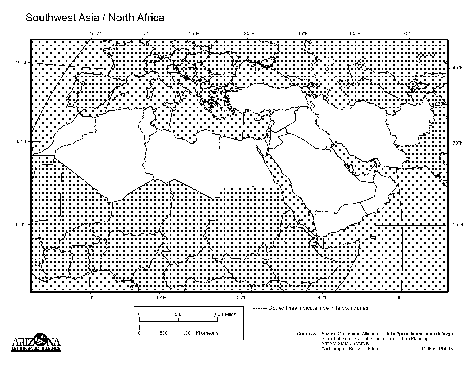 africa middle east map blank