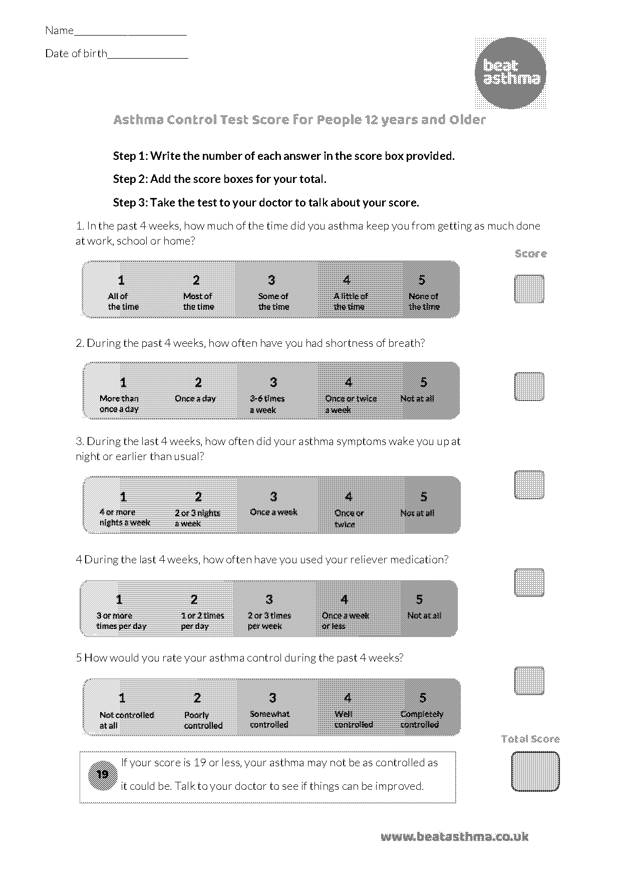 asthma control test pdf uk