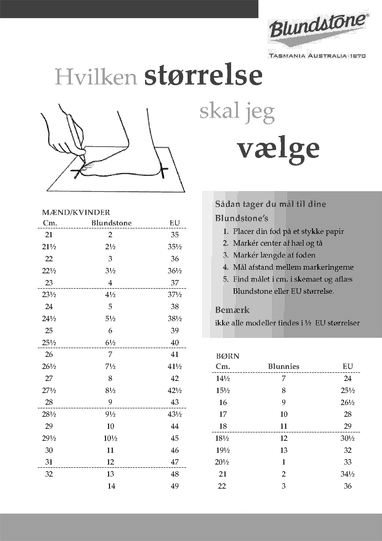 blundstone size guide eu