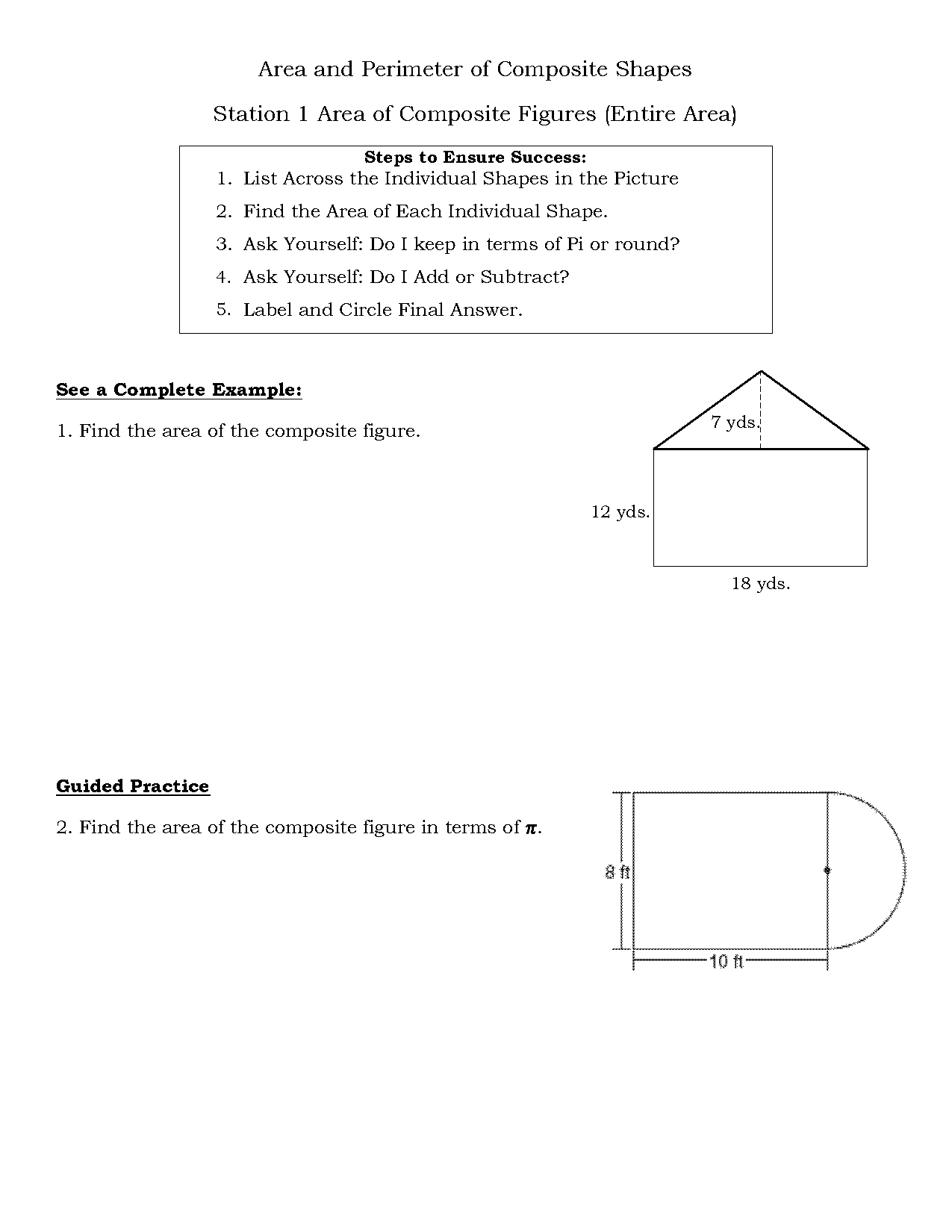 find the area of the shaded figure worksheet