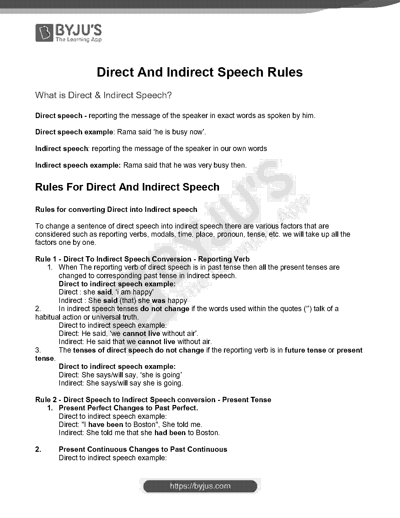 direct and indirect sentences pdf