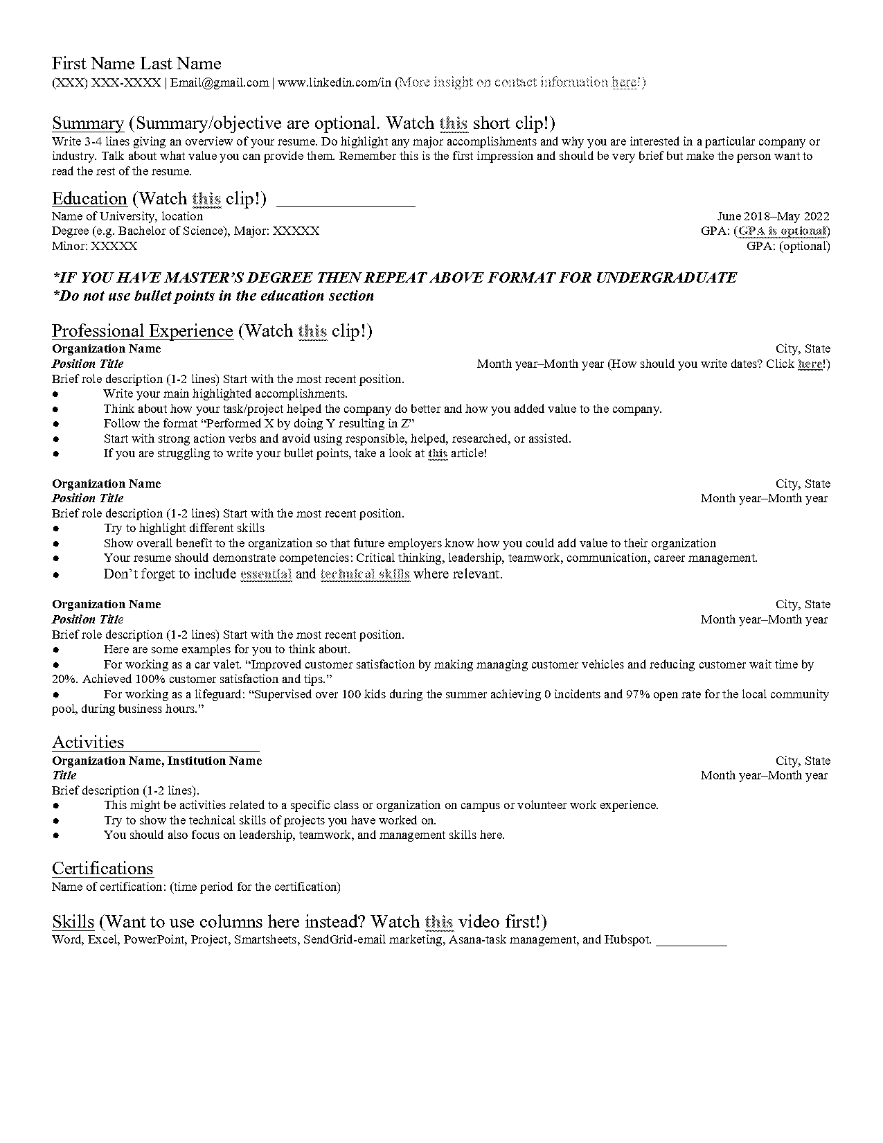 sample resume profile summary