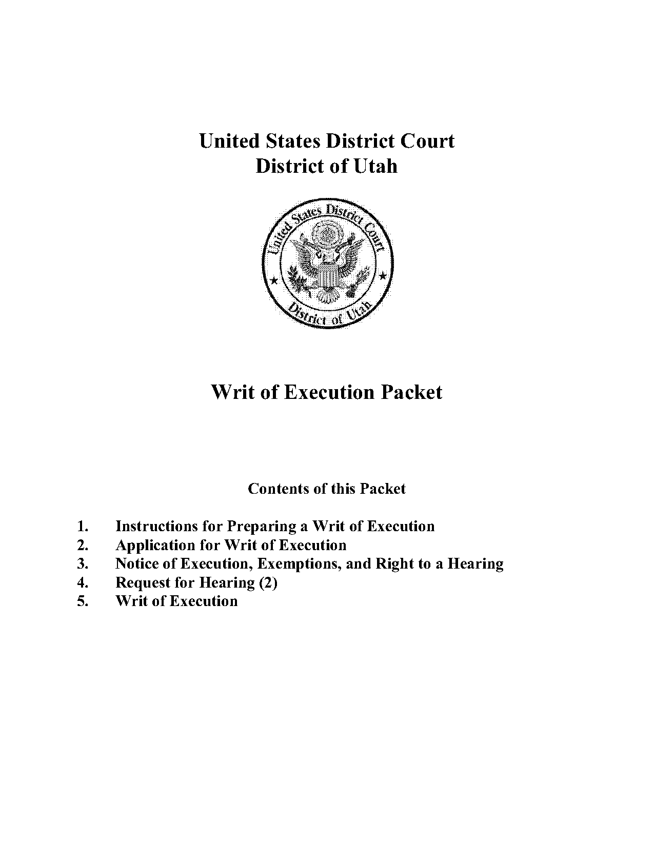 federal writ of execution form