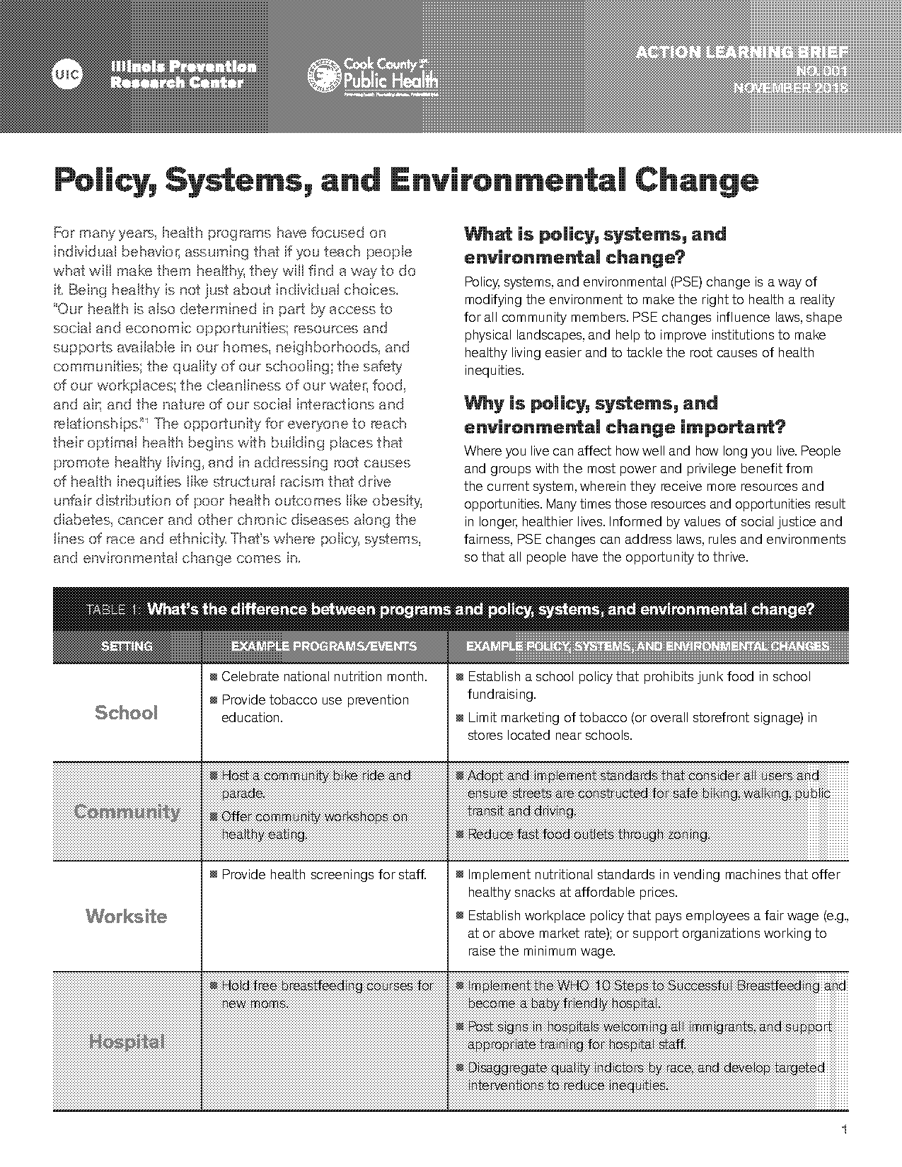 community influences on policy changes in healthcare