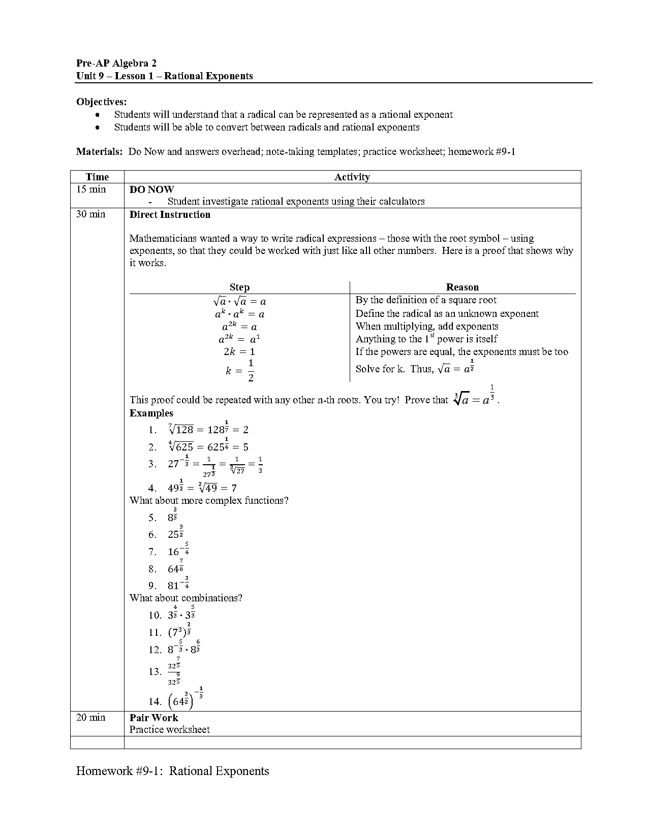 radical to fractional exponent worksheets