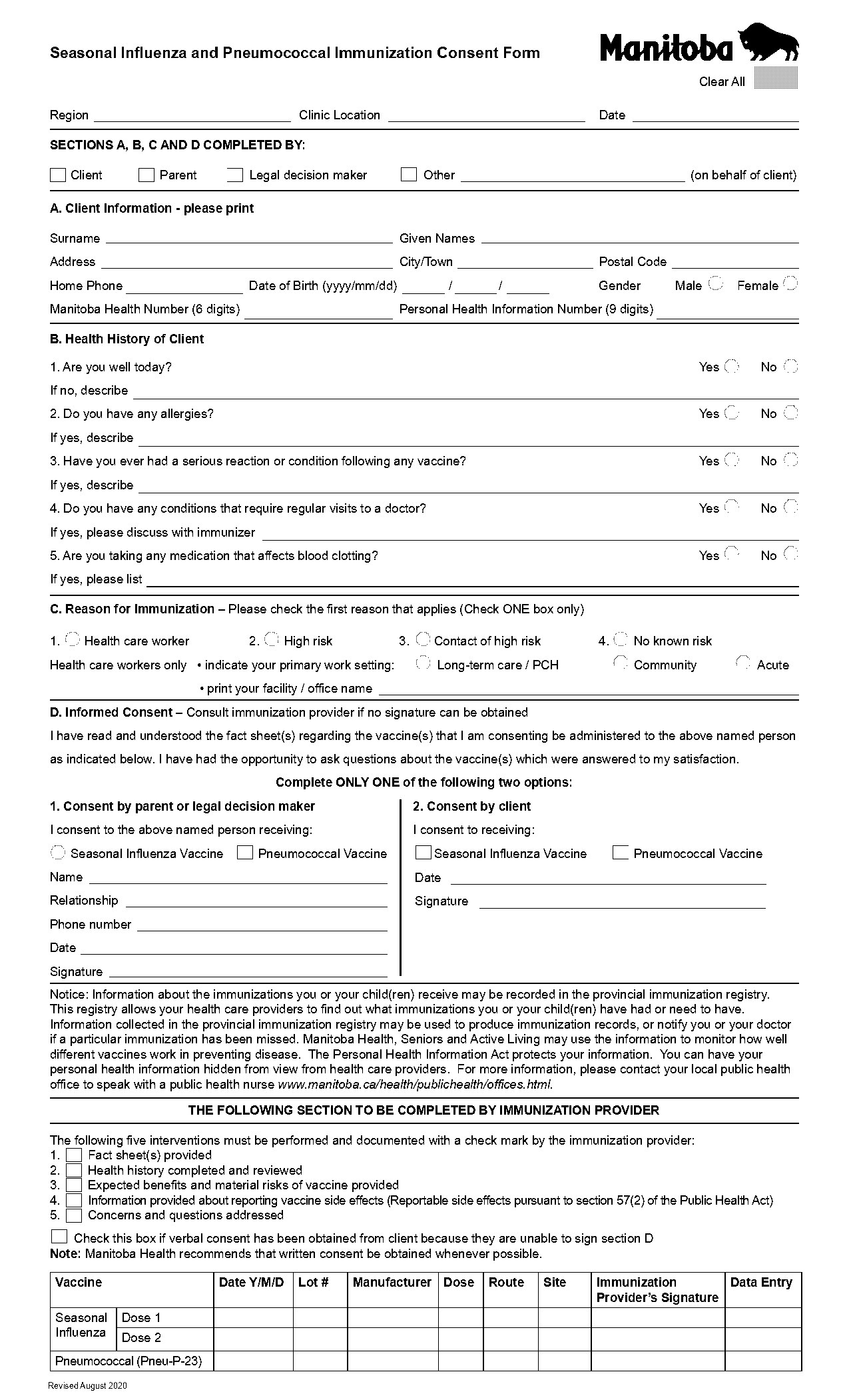 manitoba flu shot consent form