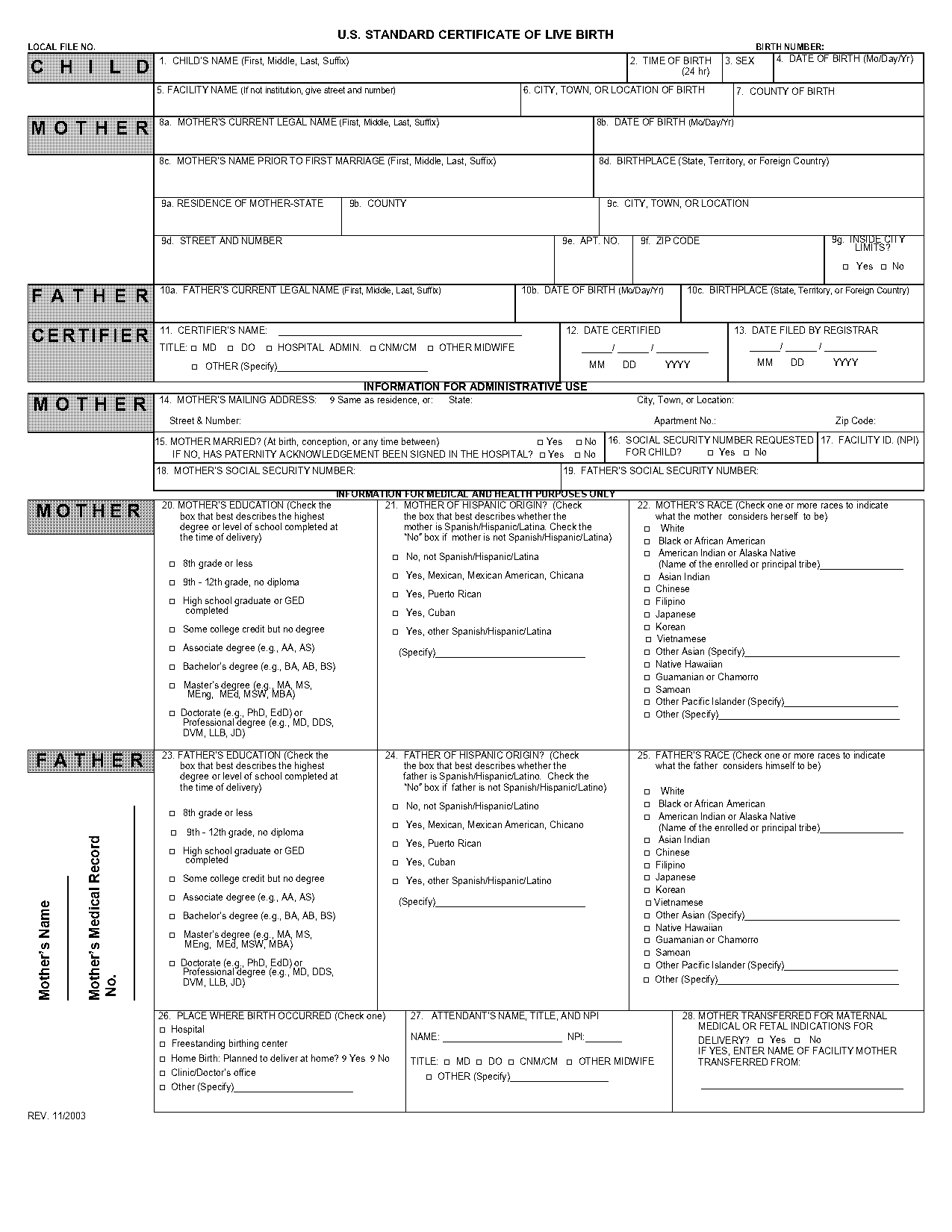 birth day certificate form