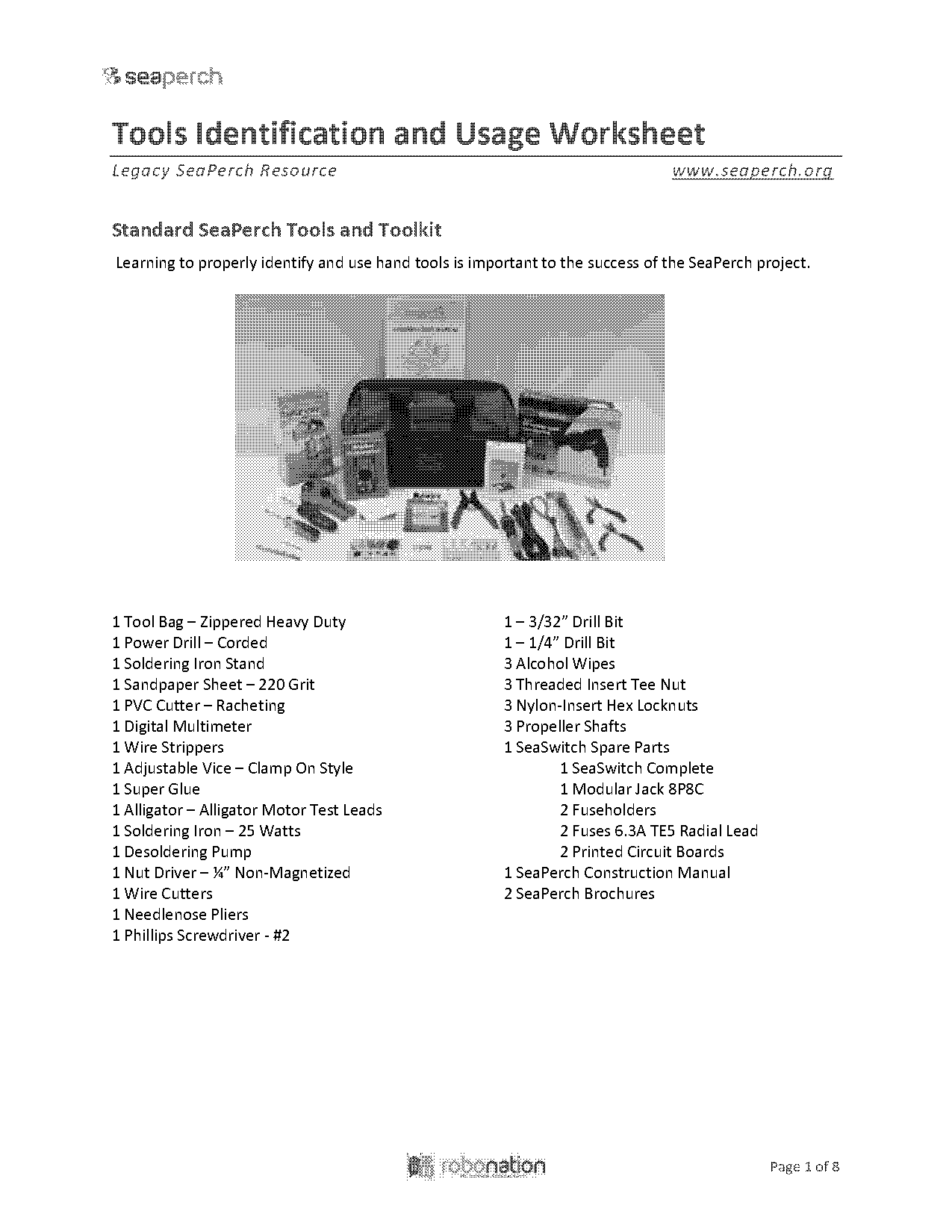 hand tool identification worksheet answers