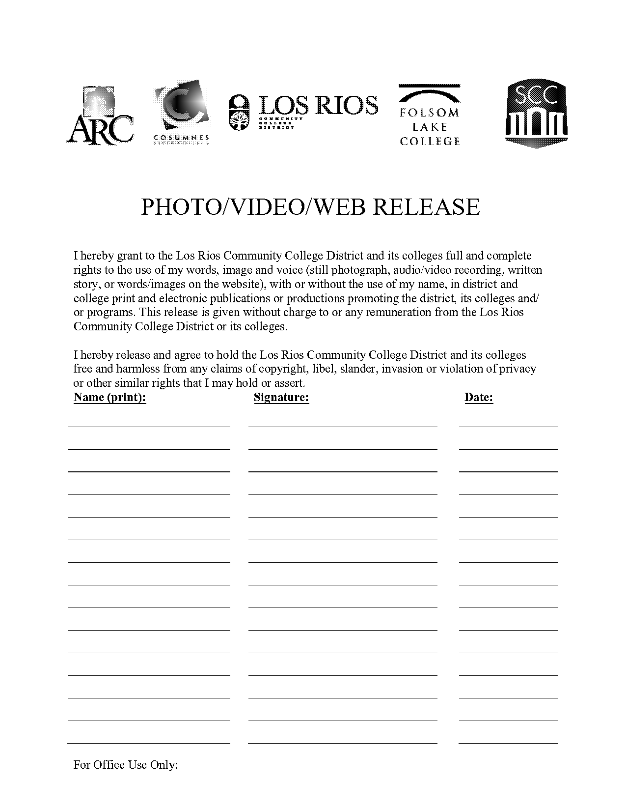 group video release form