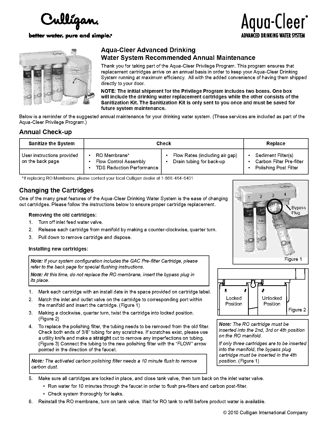 culligan aqua clear ro water filter replacement instructions