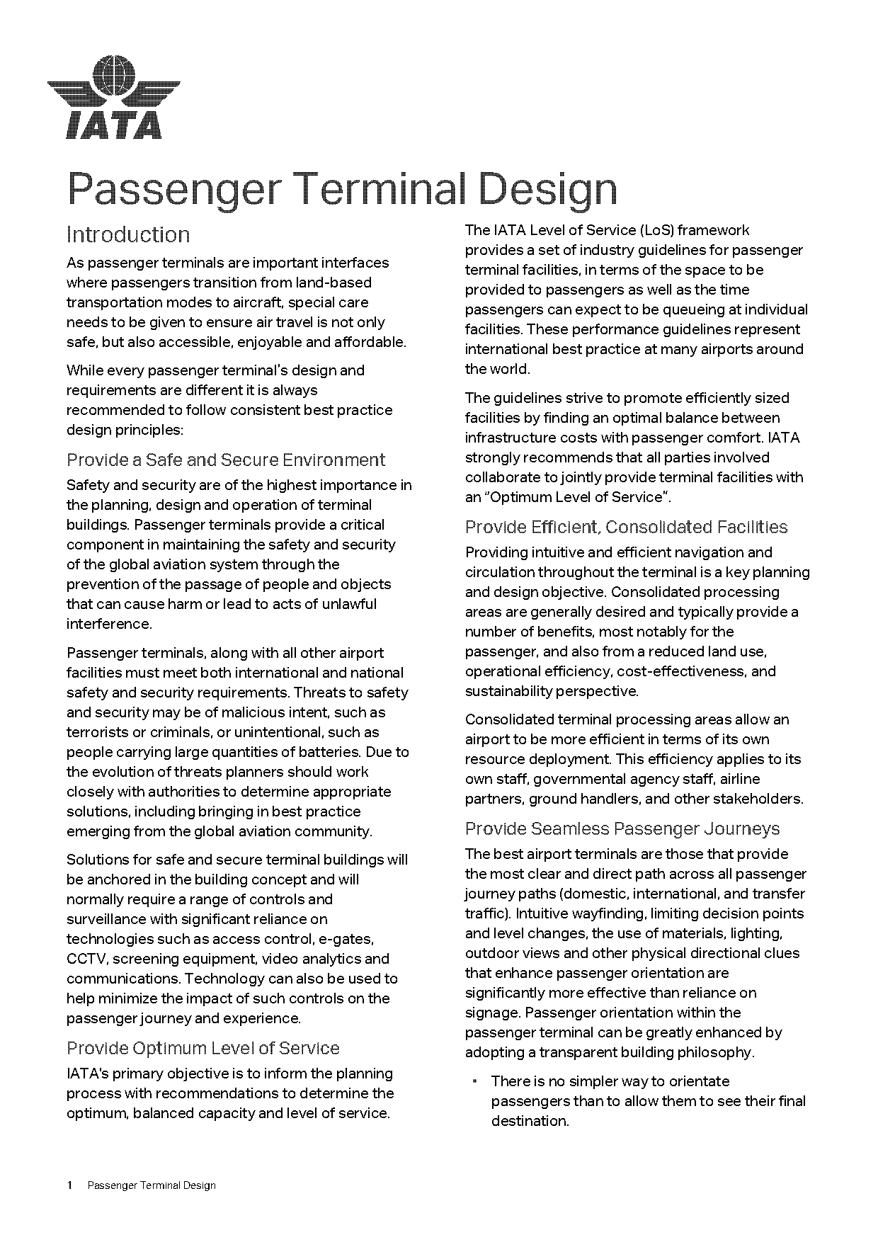 airport terminal space requirements