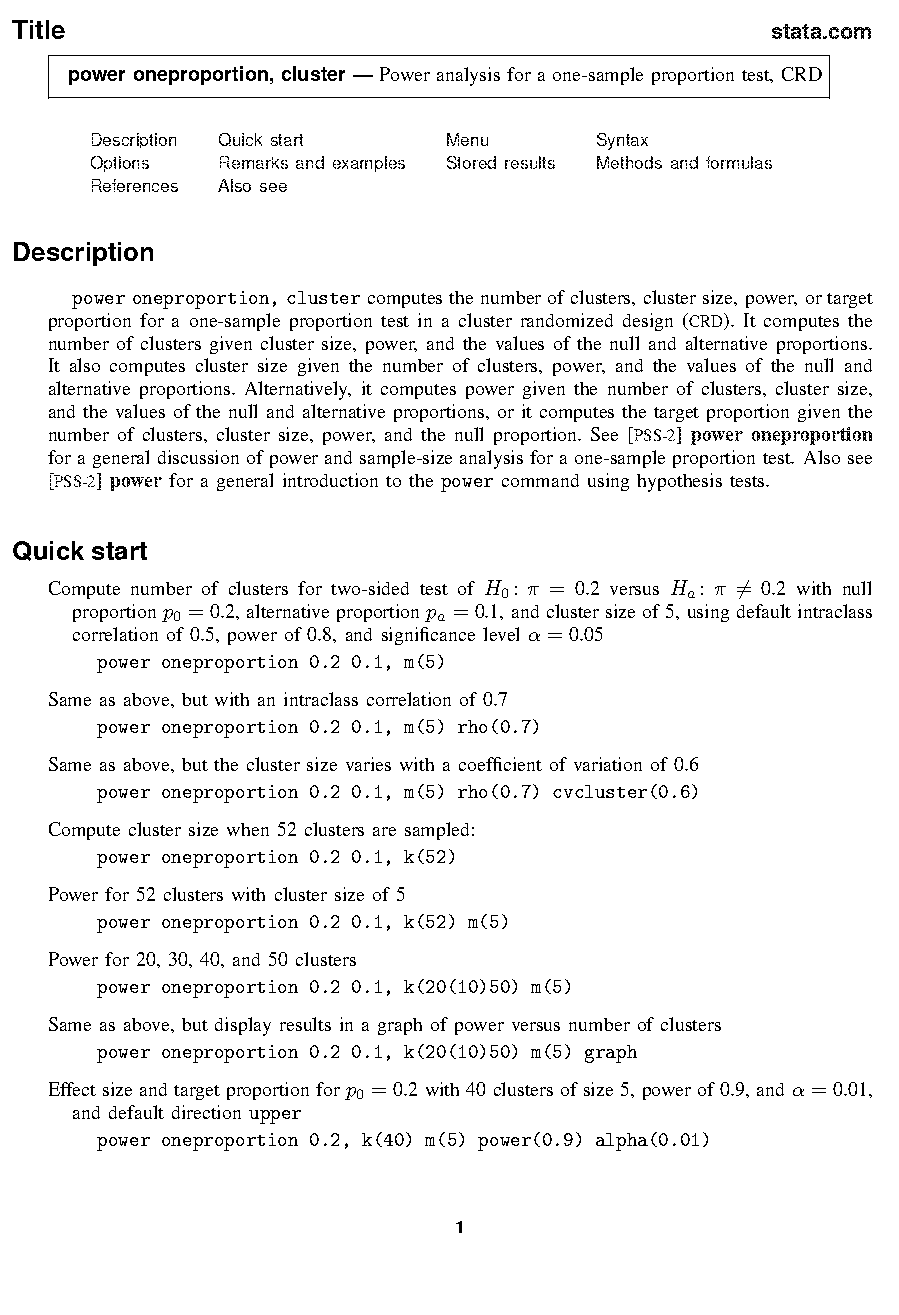 sample size for proportion stata