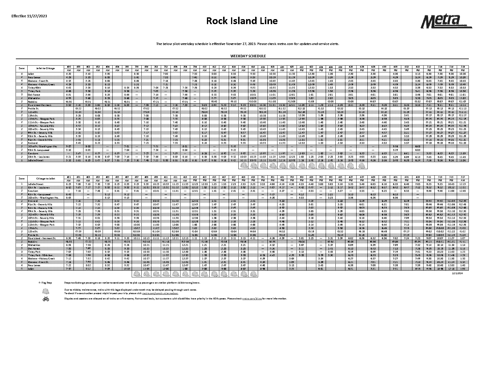 lasalle st station schedule