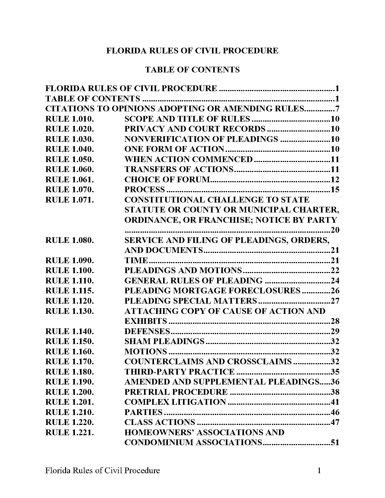 florida rules of civil procedure notice of dropping party