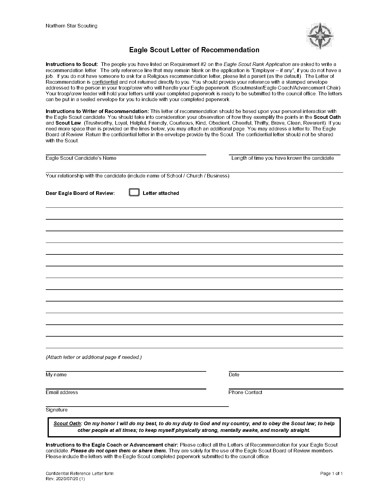 eagle scout reccomendation letter template