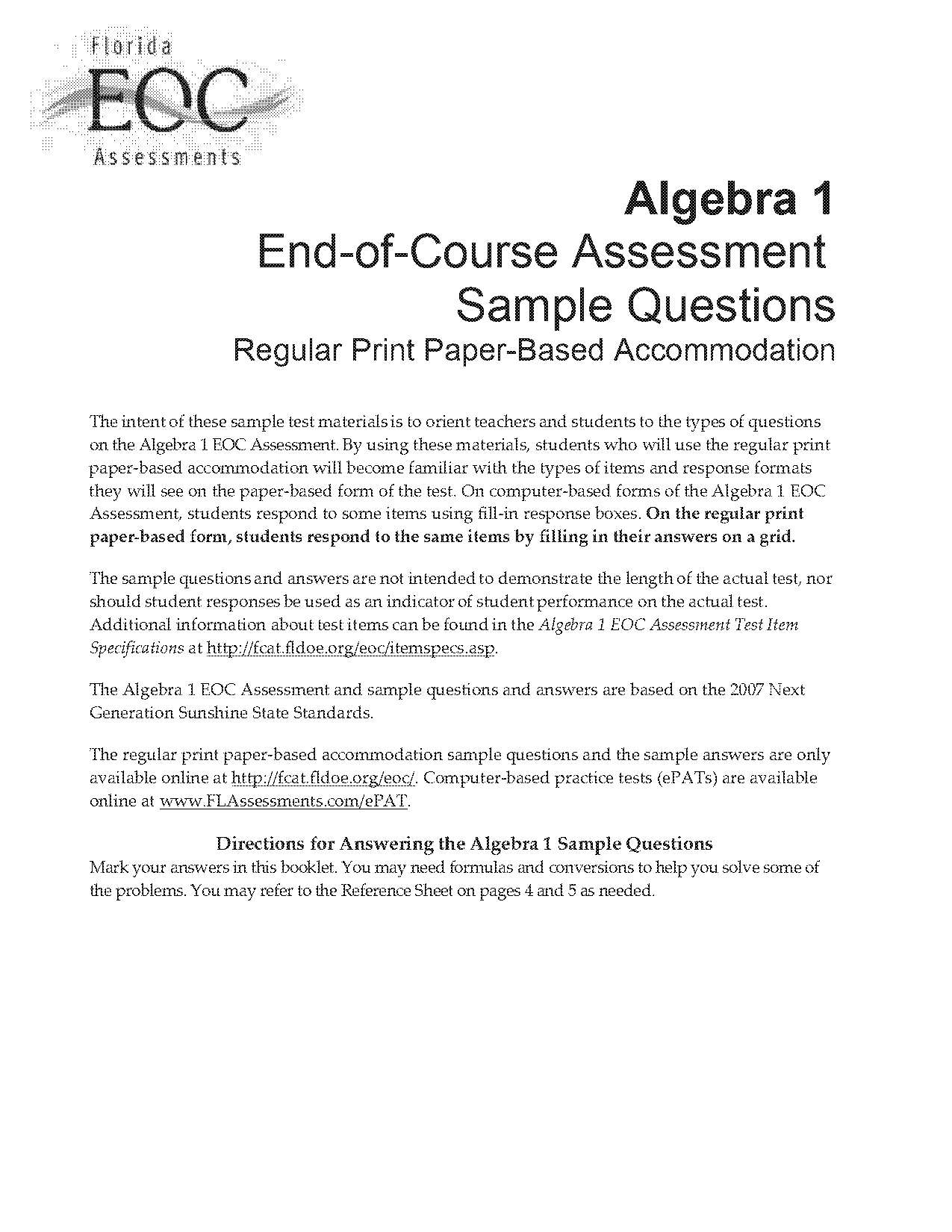 algebra eoc practice word problems pdf