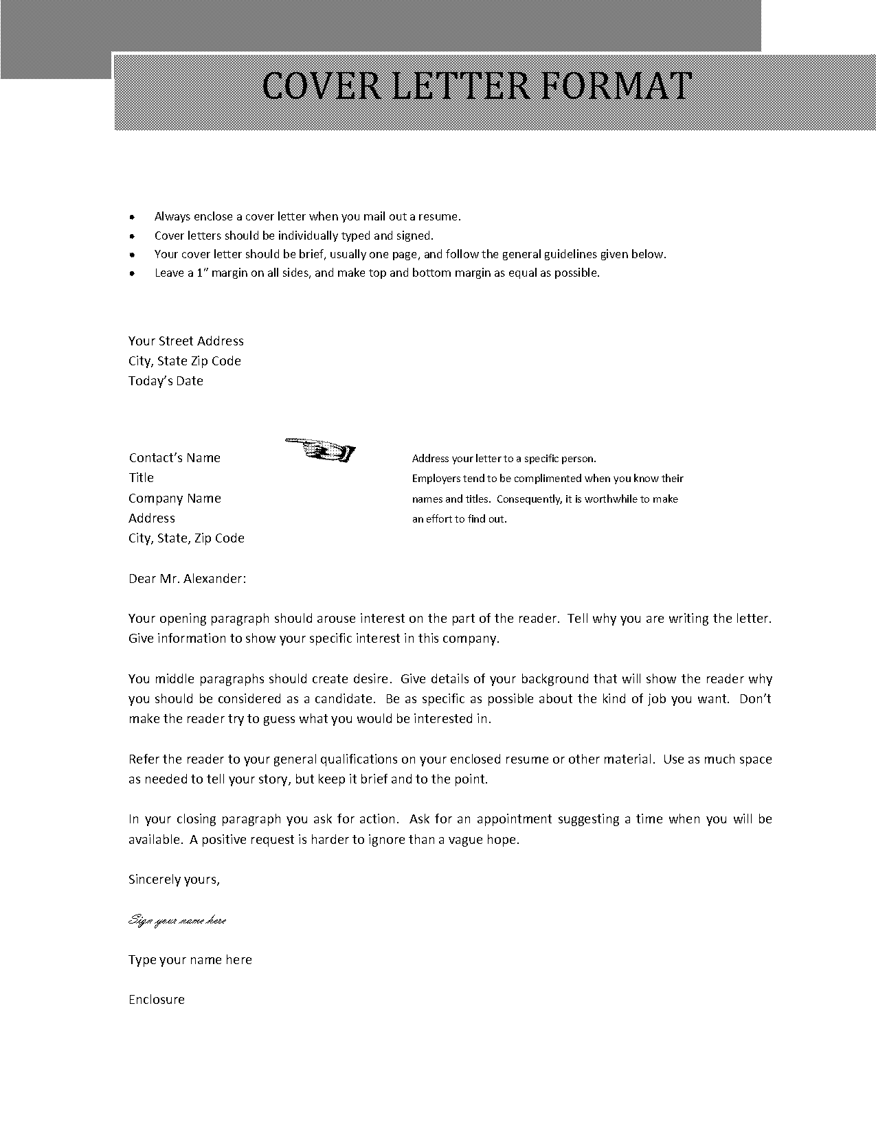 cover letter sample enclosed resume