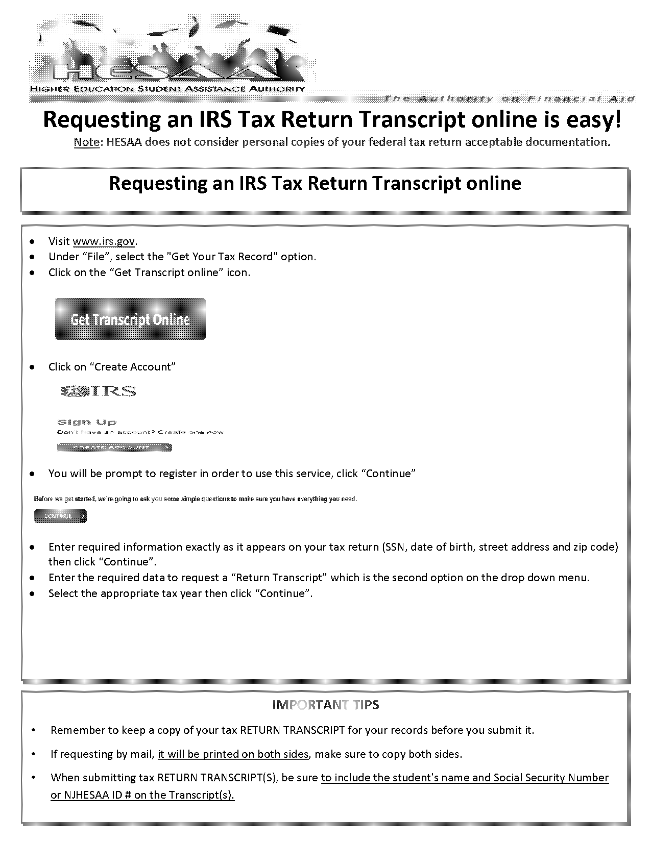 request transcripts from irs