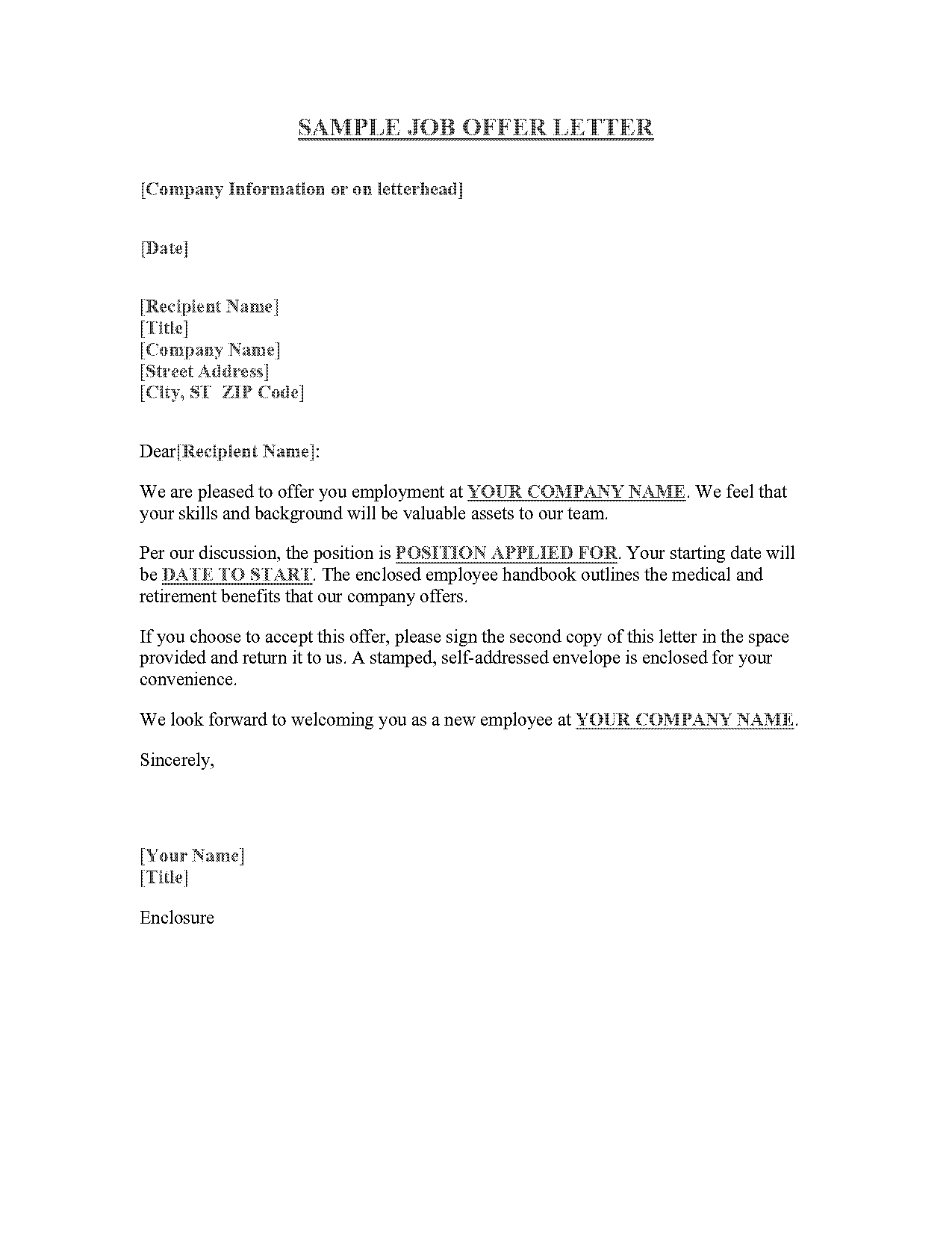 branch manager offer letter