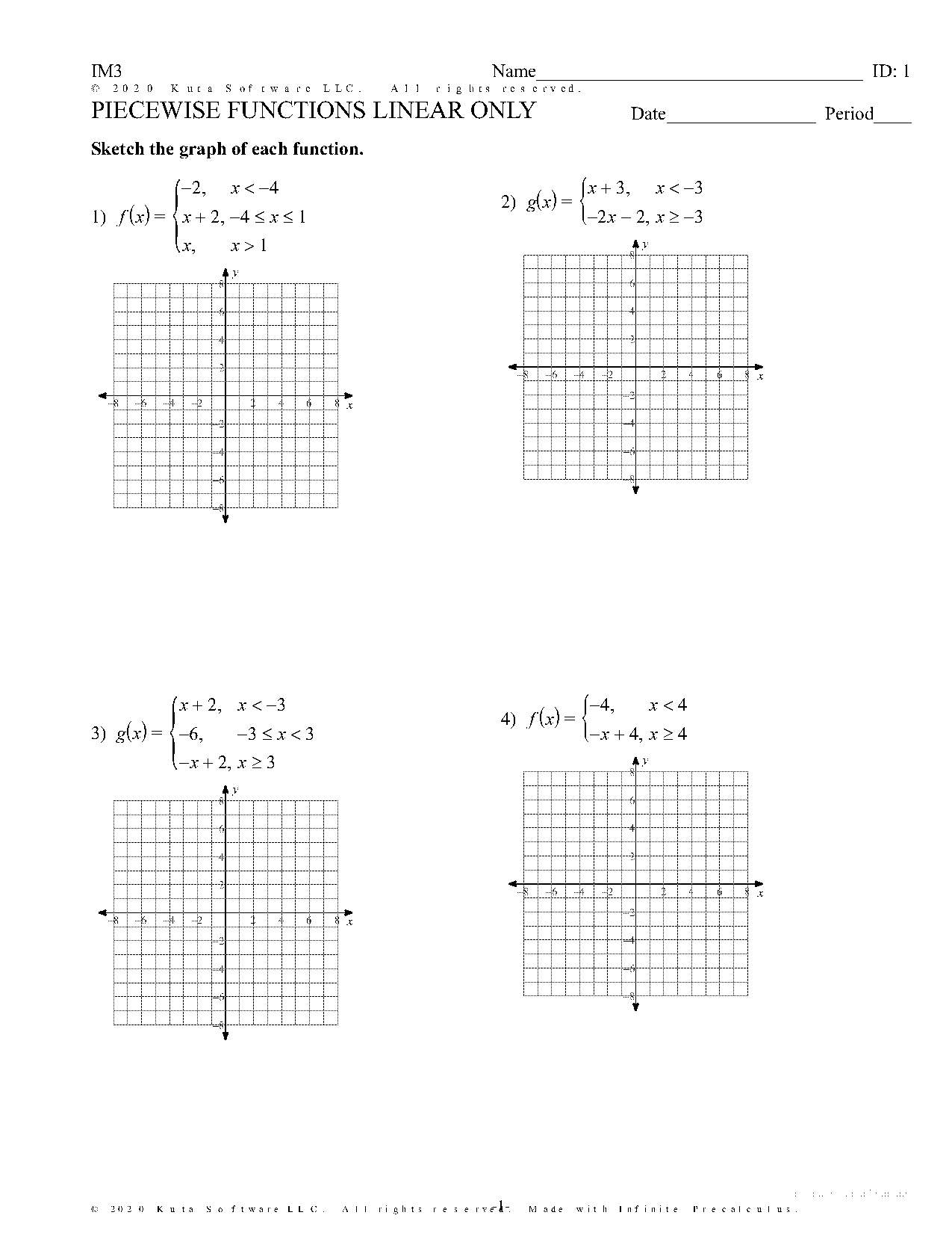 linear piecewise graphs worksheet