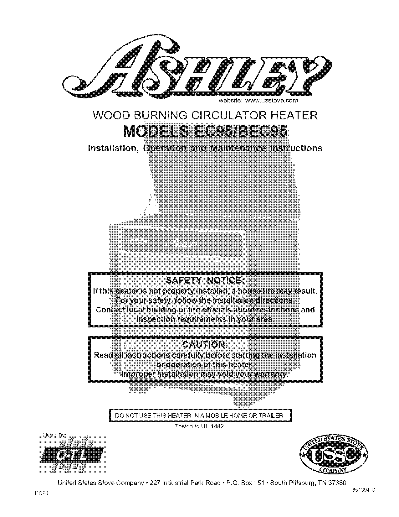 ashley wood stove manual