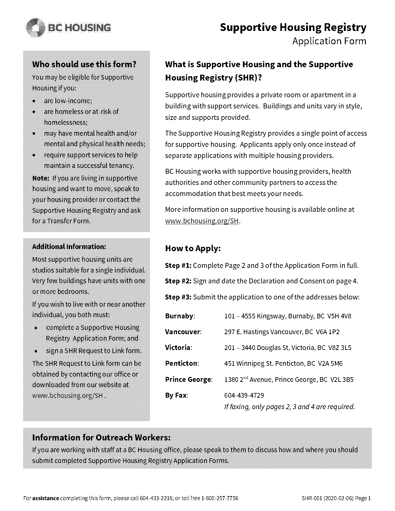 bc housing supportive housing application form