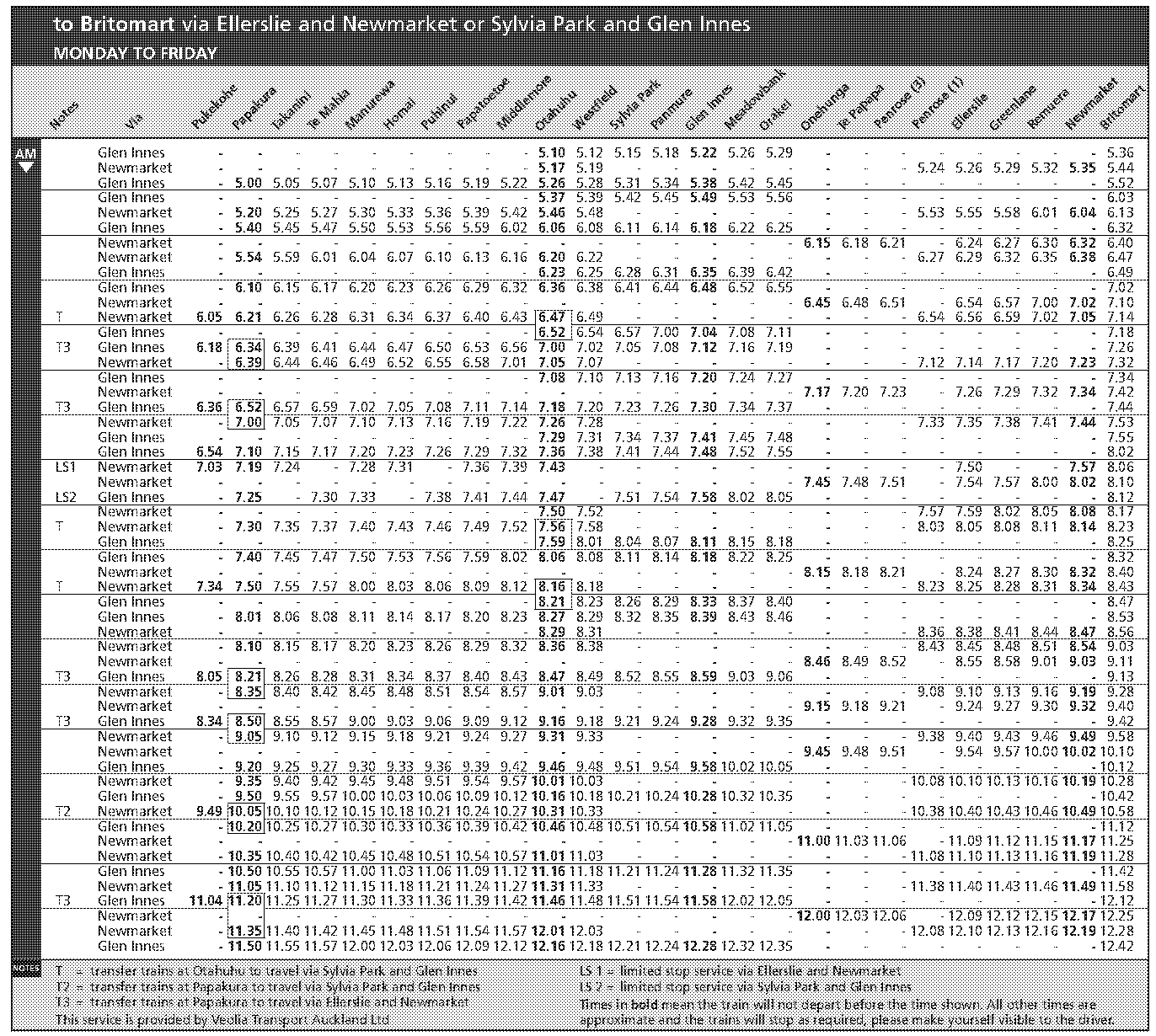 newmarket train time table