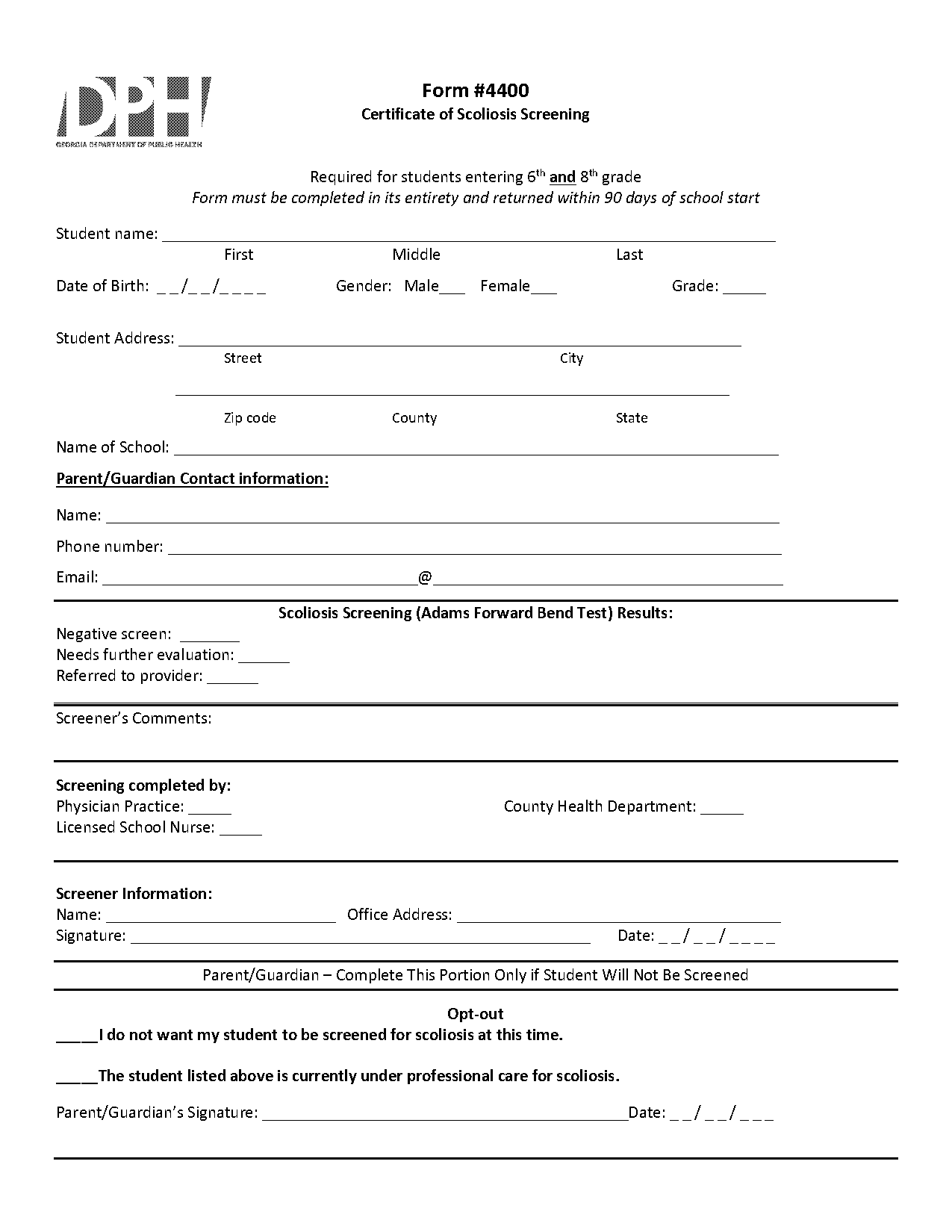 ga health form school