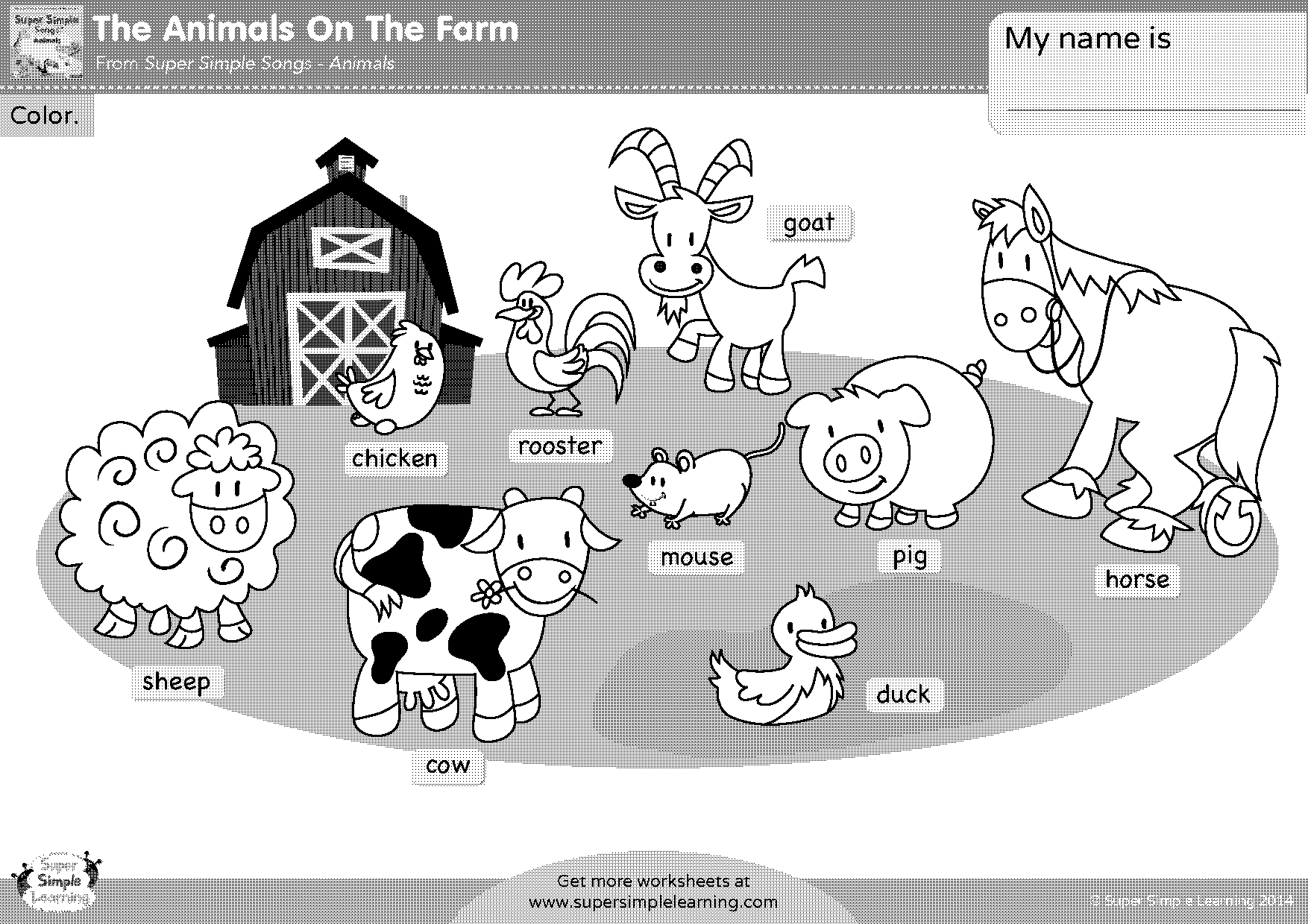 color the farm animals worksheet