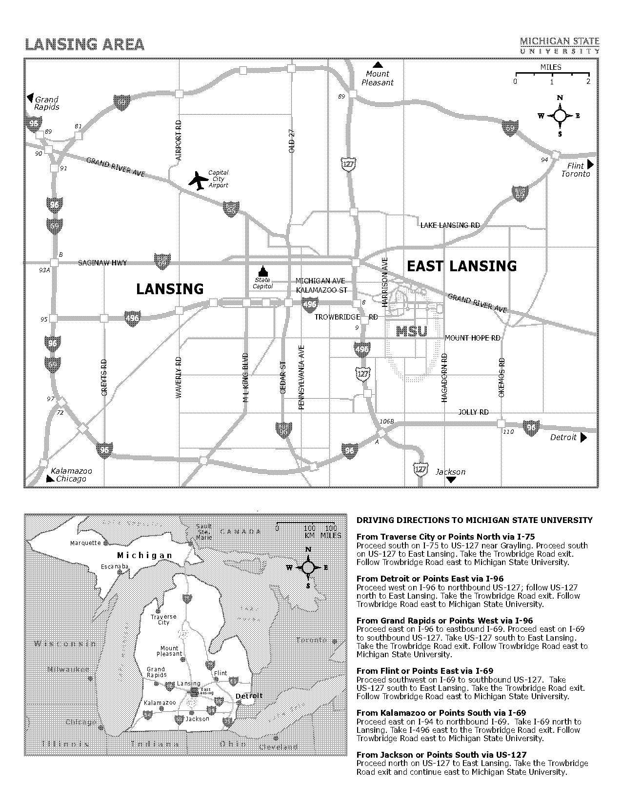 directions to michigan state university east lansing