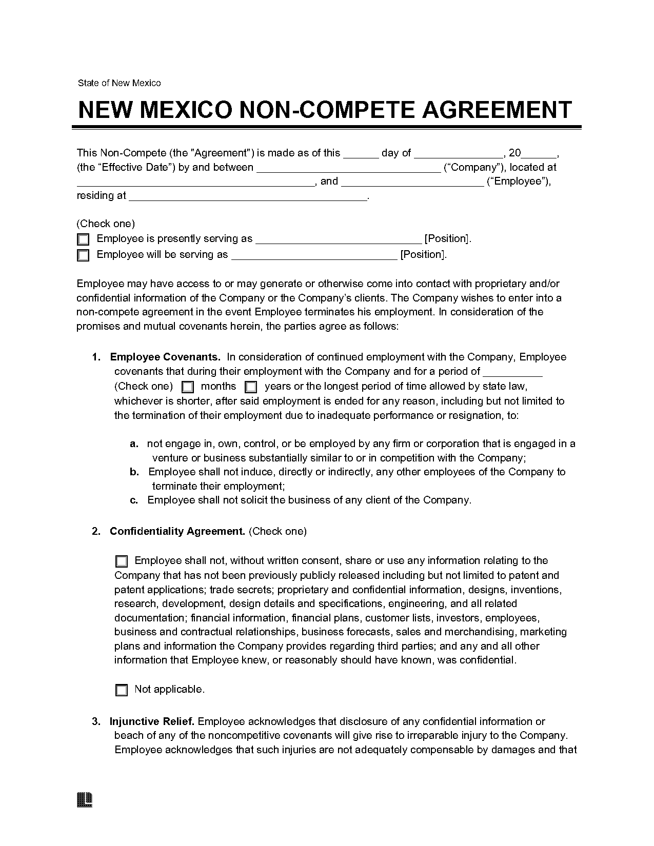 non compete agreement new mexico templates