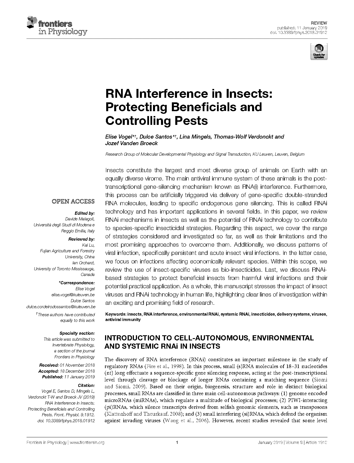 rna interference review articles